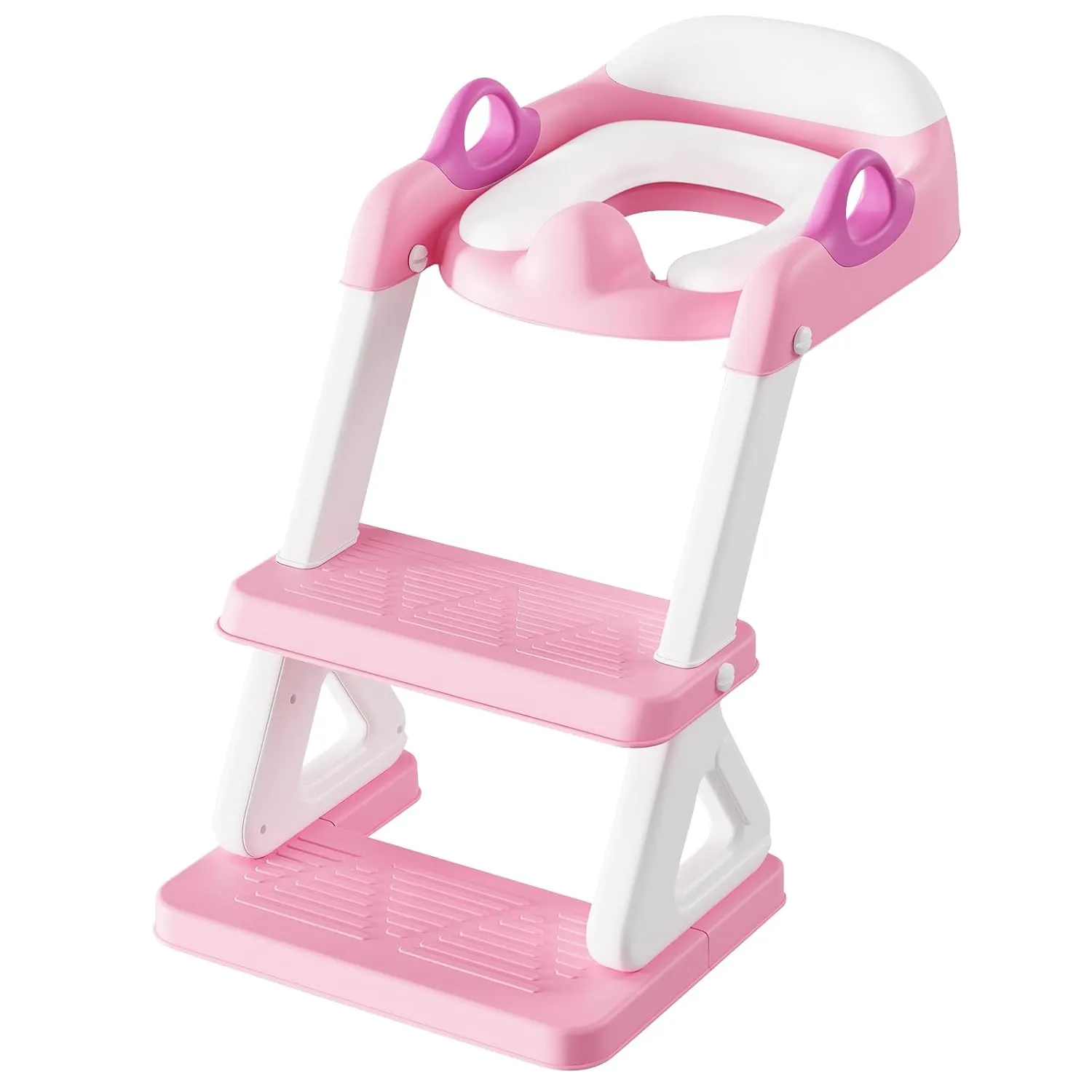 Potty Training Toilet Seat with Step Stool Ladder for Boys and Girls, 2 in 1 Potty Training Toilet, Splash Guard Anti-Slip Pad Step Stool （Pink