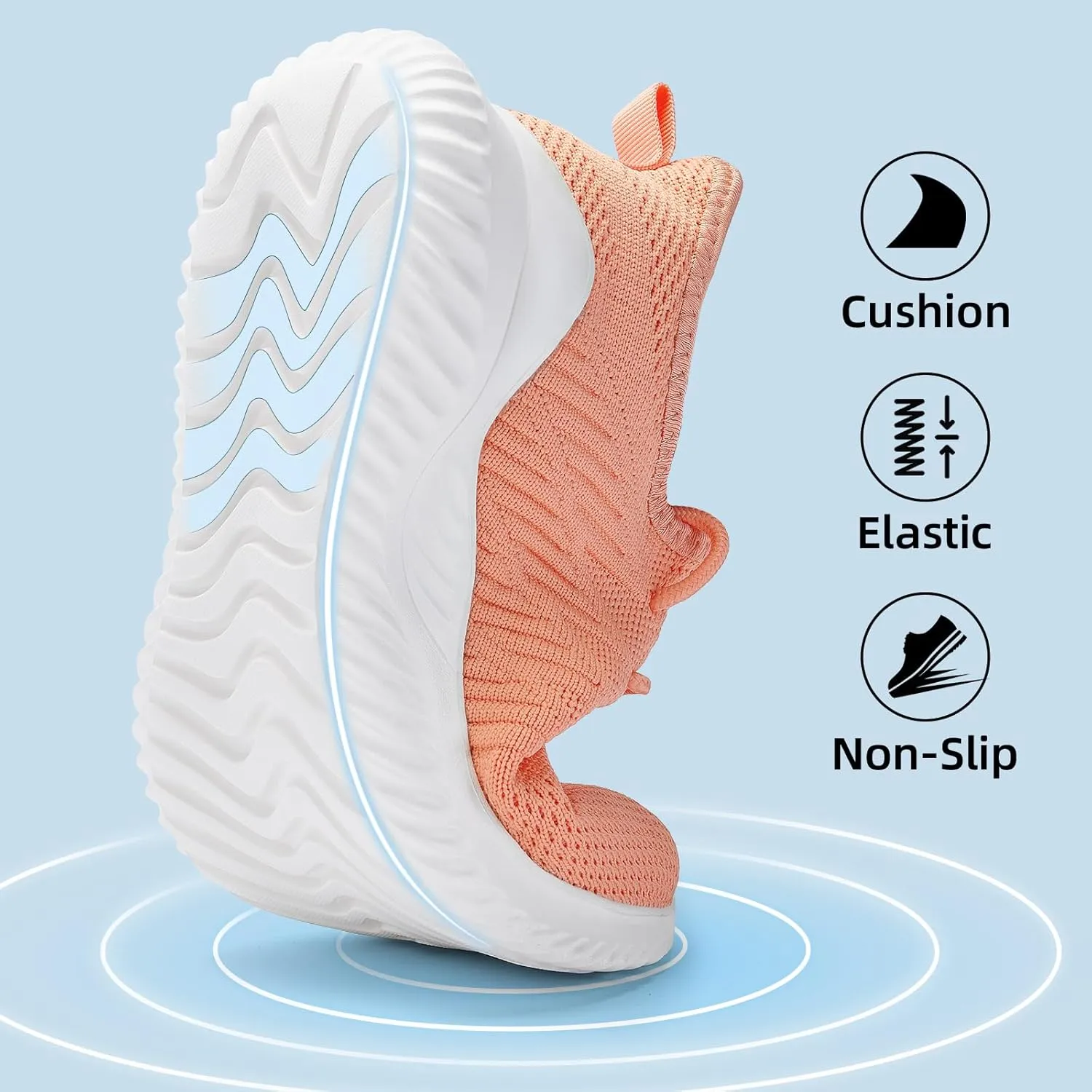 PPQ Womens Slip On Walking Shoes，Memory Foam Lightweight Comfort Casual Workout Shoes,Yoga Or Tennis Or Running Sneakers