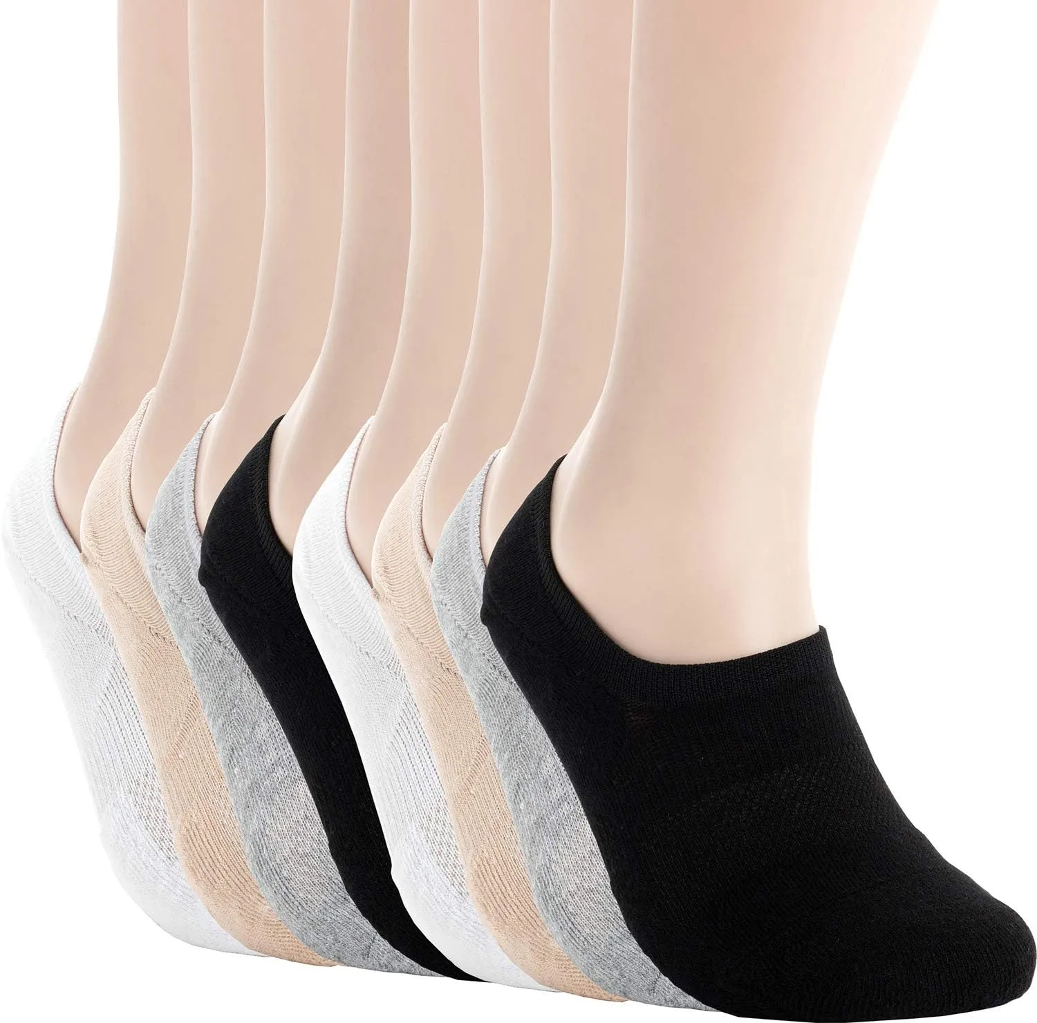 Pro Mountain No Show Socks Wide Toe Box For Health Bunion Unisex Size S to X-Large Cotton Cushion Footies