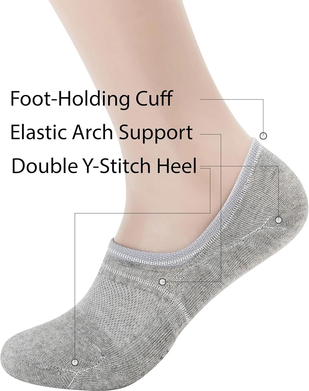 Pro Mountain Seamless No Show Socks Wide Toe Box For Health Bunion Unisex Size S to L Cotton Cushion Footies