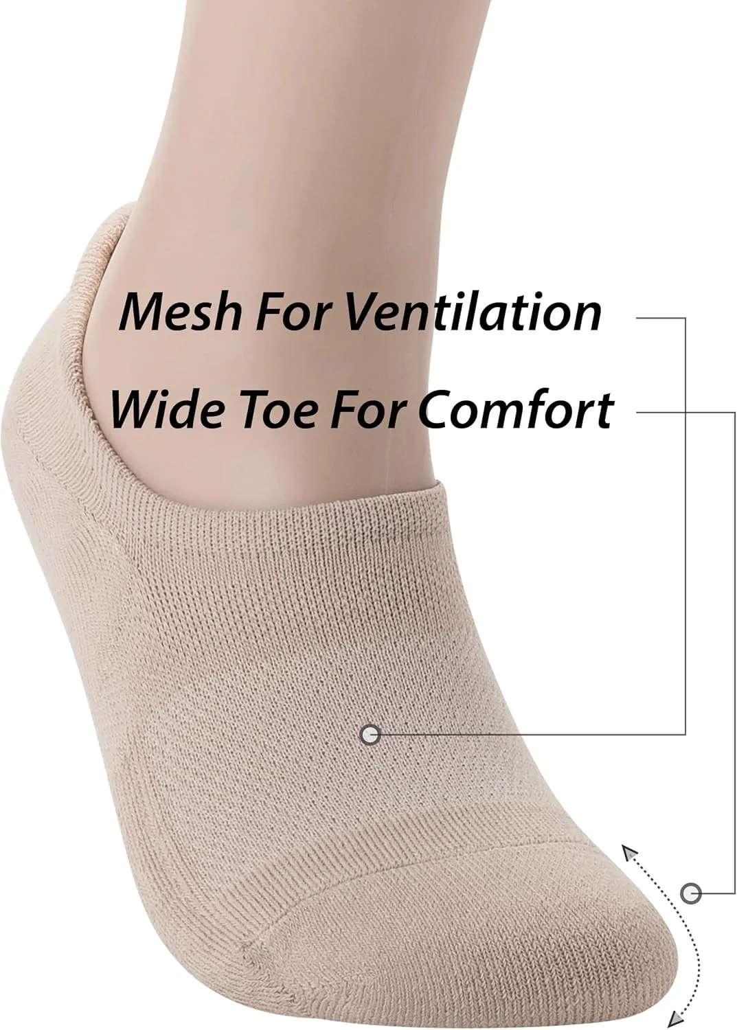 Pro Mountain Wide Toe Box No Show Running Socks For Health Unisex Arch Support Athletic Workout Heel Tab 6 Pack Size S to L