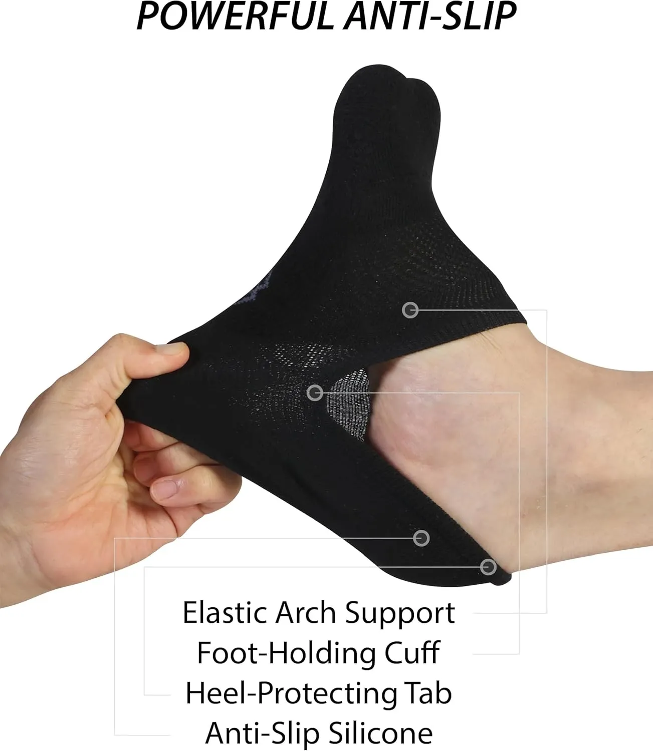 Pro Mountain Wide Toe Box No Show Running Socks For Health Unisex Arch Support Athletic Workout Heel Tab 6 Pack Size S to L