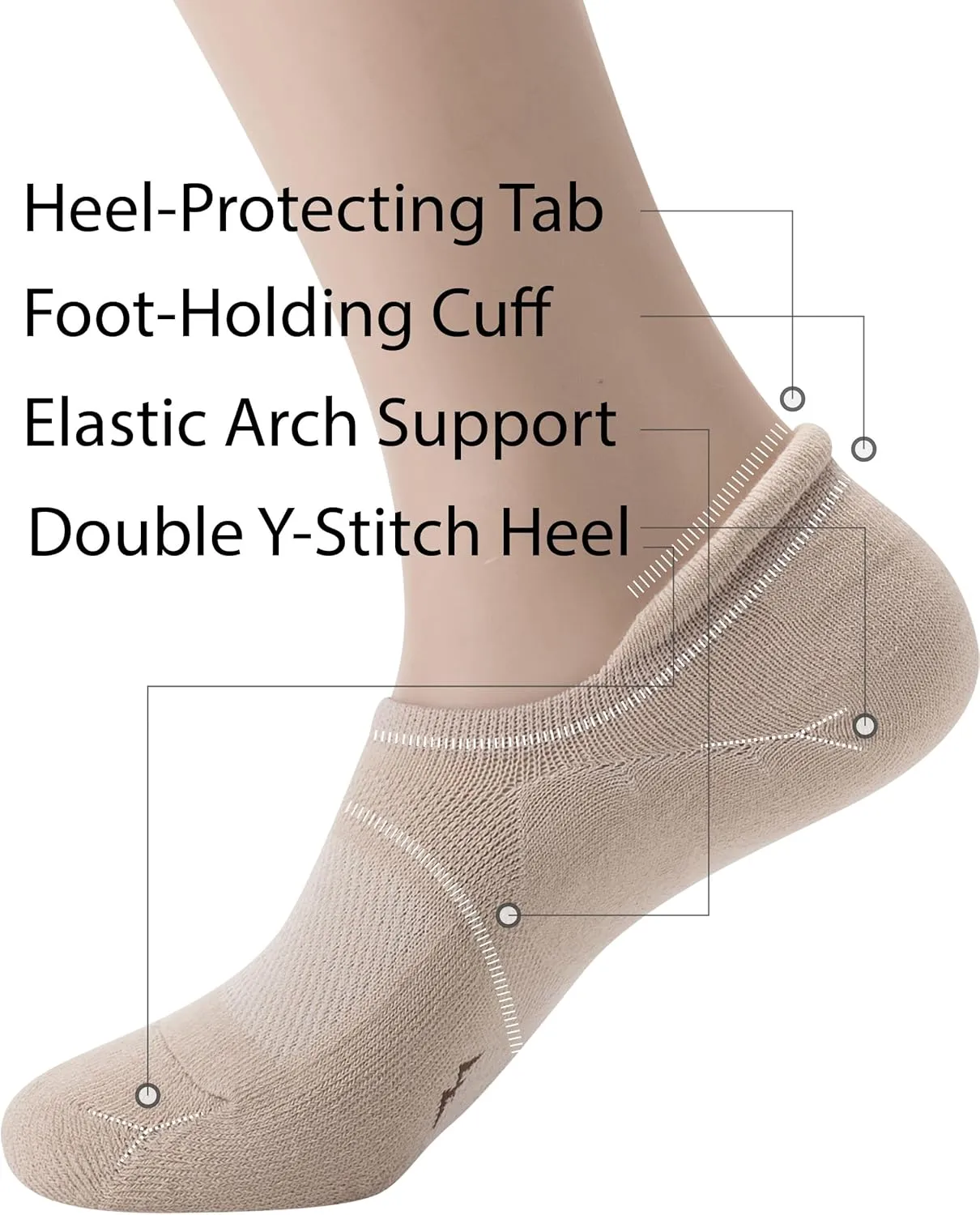 Pro Mountain Wide Toe Box No Show Running Socks For Health Unisex Arch Support Athletic Workout Heel Tab 6 Pack Size S to L