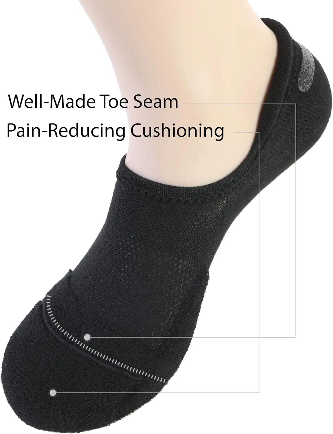 Pro Mountain Wide Toe Box No Show Running Socks For Health Unisex Arch Support Athletic Workout Heel Tab 6 Pack Size S to L