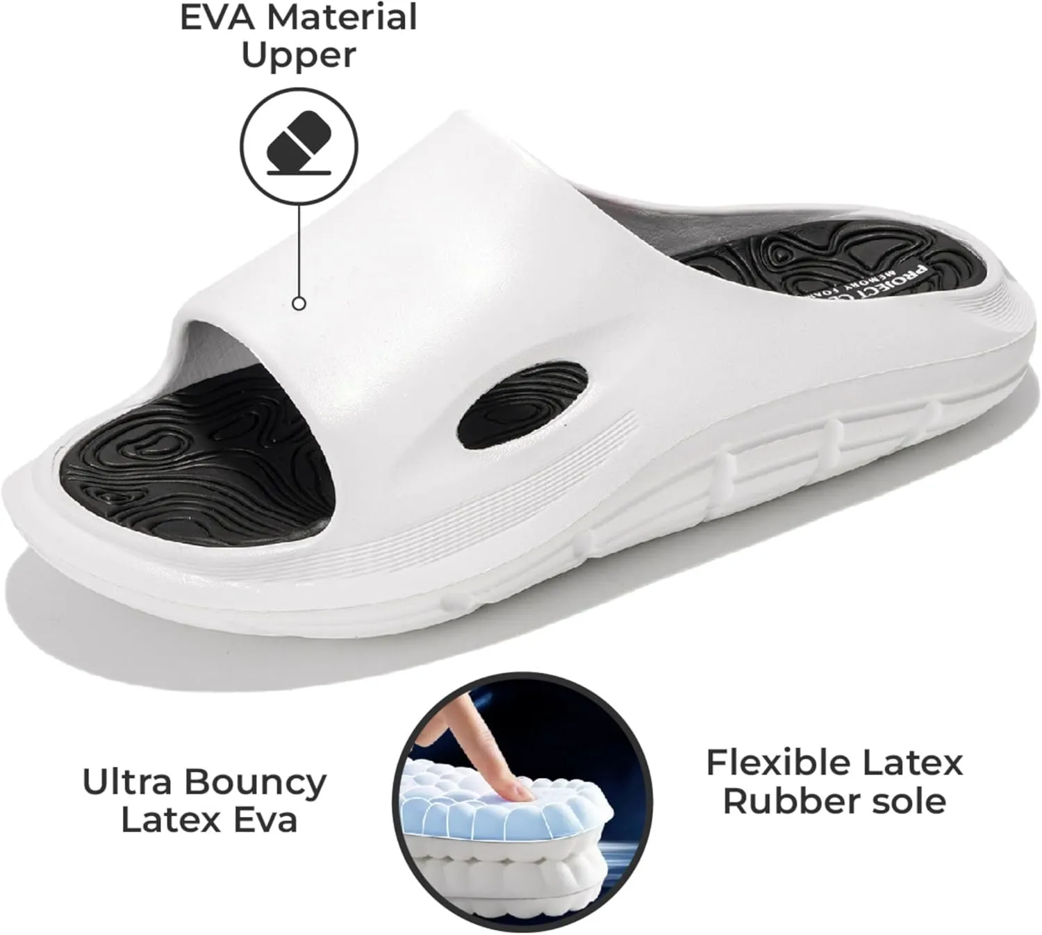 Project Cloud Mens Sandals - Lightweight and Flexible EVA Recovery Slides for Men with Ultra Bouncy Latex Insole - Comfortable Water Resistant Slippers for Men Footwear (Dean)