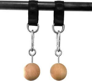 Pull Up Ball Hold Grips, Wooden Pull Up Balls Rock Climbing Holds Training Set Arm Strength Trainer Pull Up Grip Strength Straps for Home Gym Workout Grip Pull Up Handles Non-Slip Strength Trainer