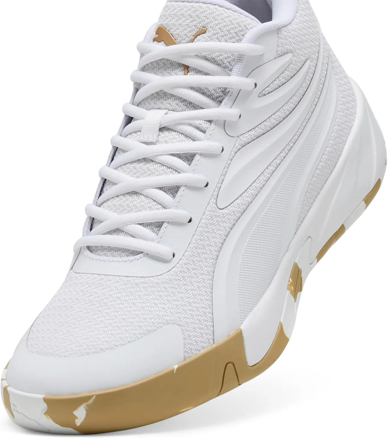 PUMA Men's Court Pro Basketball Shoes, White-Black, 12