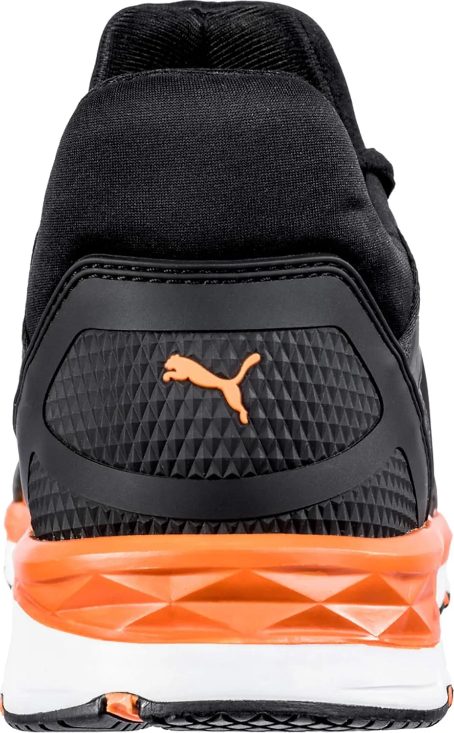PUMA Men's Rush 20 Mid Industrial Shoe, Black-Orange, 9