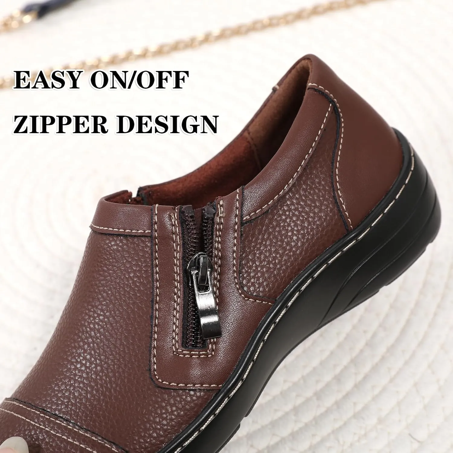QAE Loafers for Women Comfort Women's Loafers & Slip-Ons Orthopedic Lightweight Business Casual Dressy Walking Work Flat Slip-On Shoes for Ladies