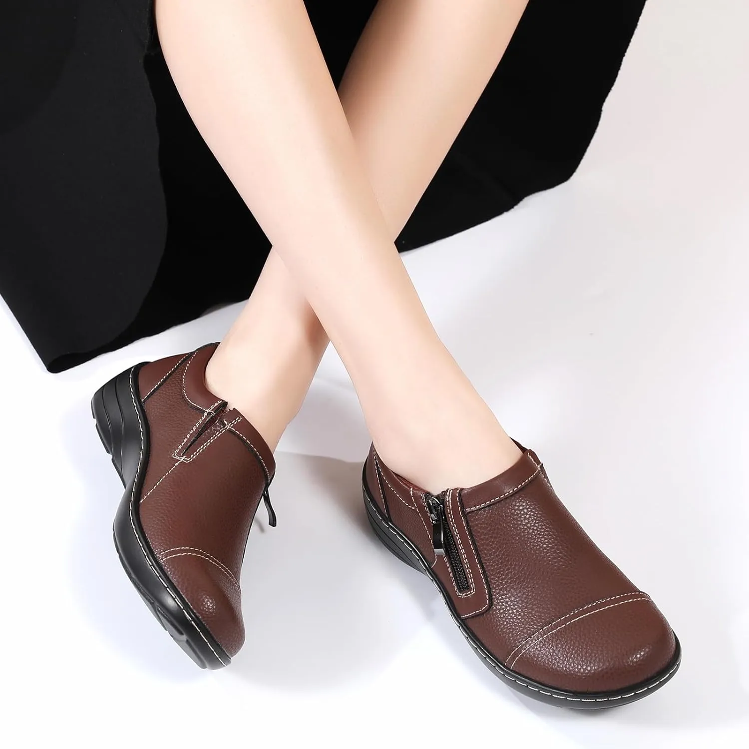 QAE Loafers for Women Comfort Women's Loafers & Slip-Ons Orthopedic Lightweight Business Casual Dressy Walking Work Flat Slip-On Shoes for Ladies