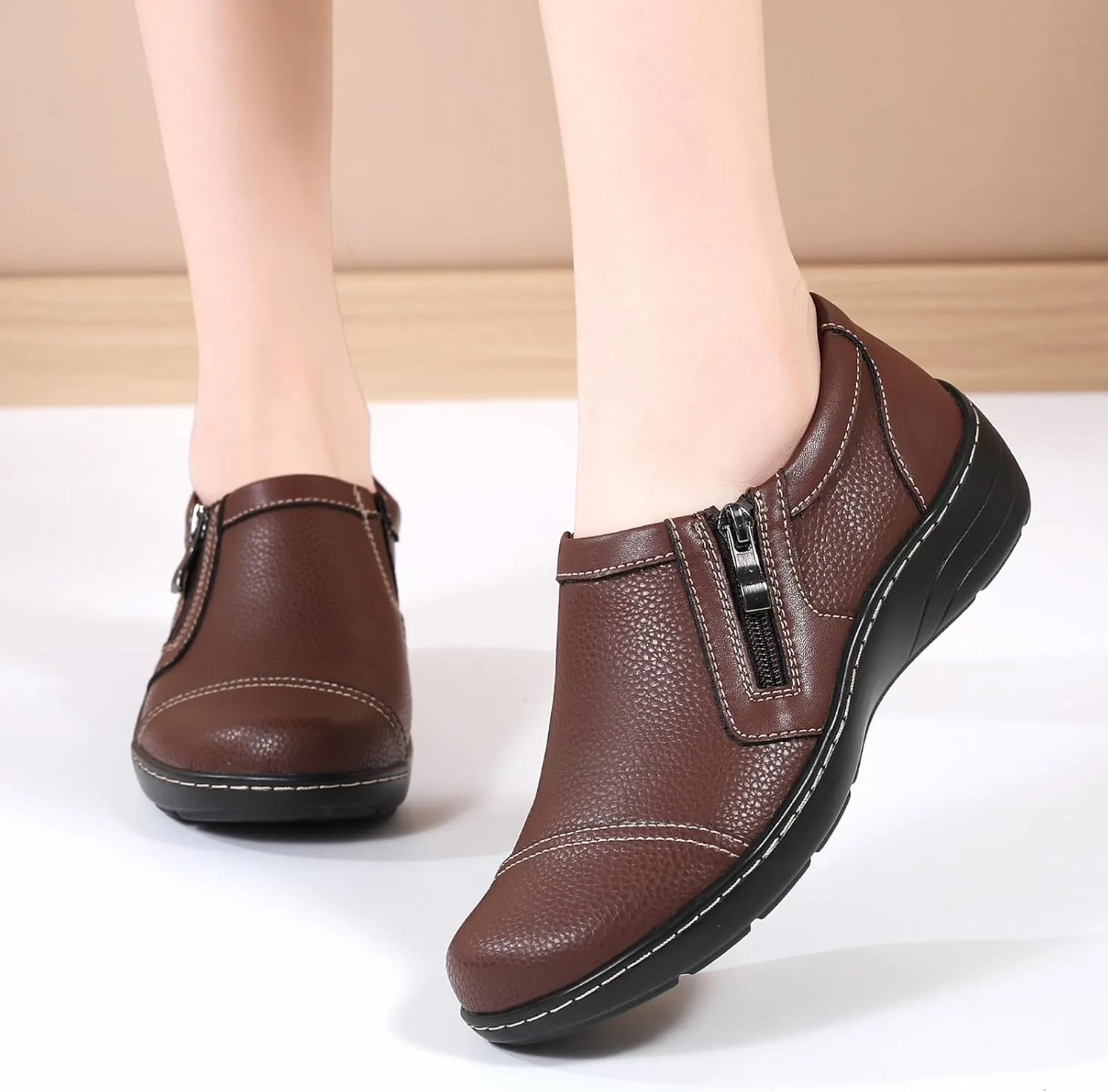 QAE Loafers for Women Comfort Women's Loafers & Slip-Ons Orthopedic Lightweight Business Casual Dressy Walking Work Flat Slip-On Shoes for Ladies
