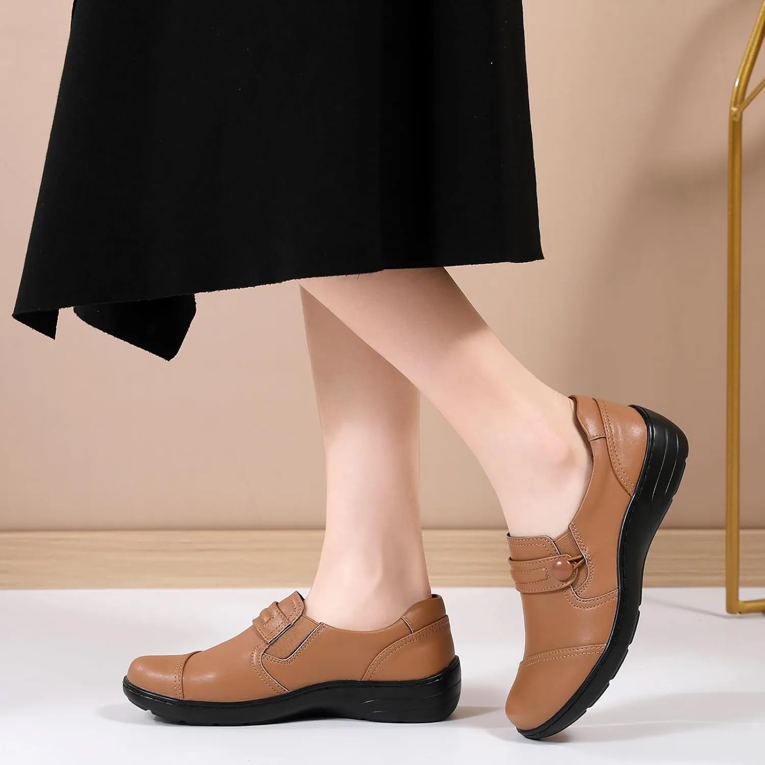 QAE Loafers for Women Orthopedic Loafers for Women Comfortable Women's Flat Slip-Ons Shoes for Dress Work Business Casual