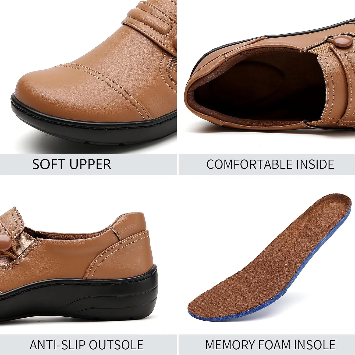 QAE Loafers for Women Orthopedic Loafers for Women Comfortable Women's Flat Slip-Ons Shoes for Dress Work Business Casual