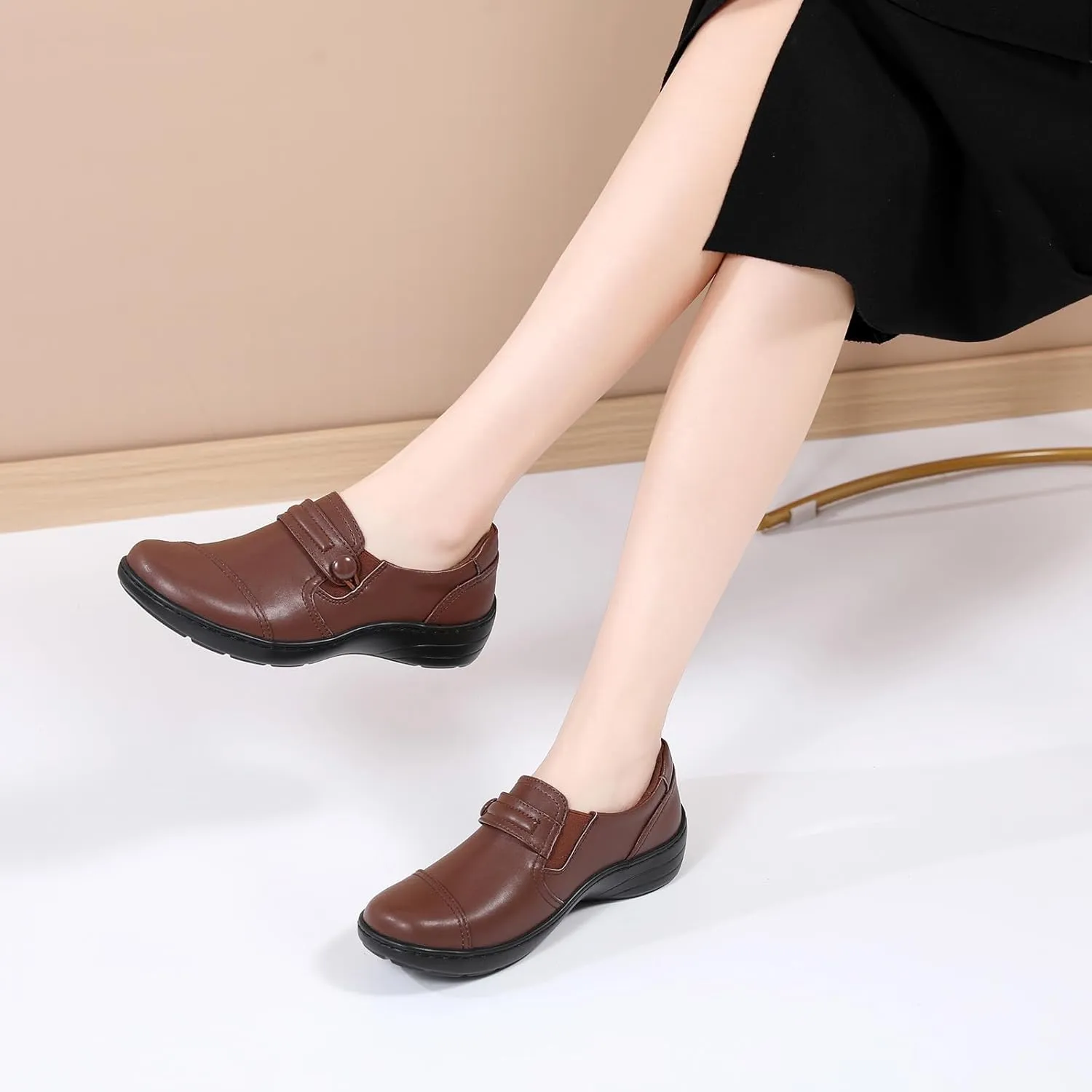 QAE Loafers for Women Orthopedic Loafers for Women Comfortable Women's Flat Slip-Ons Shoes for Dress Work Business Casual