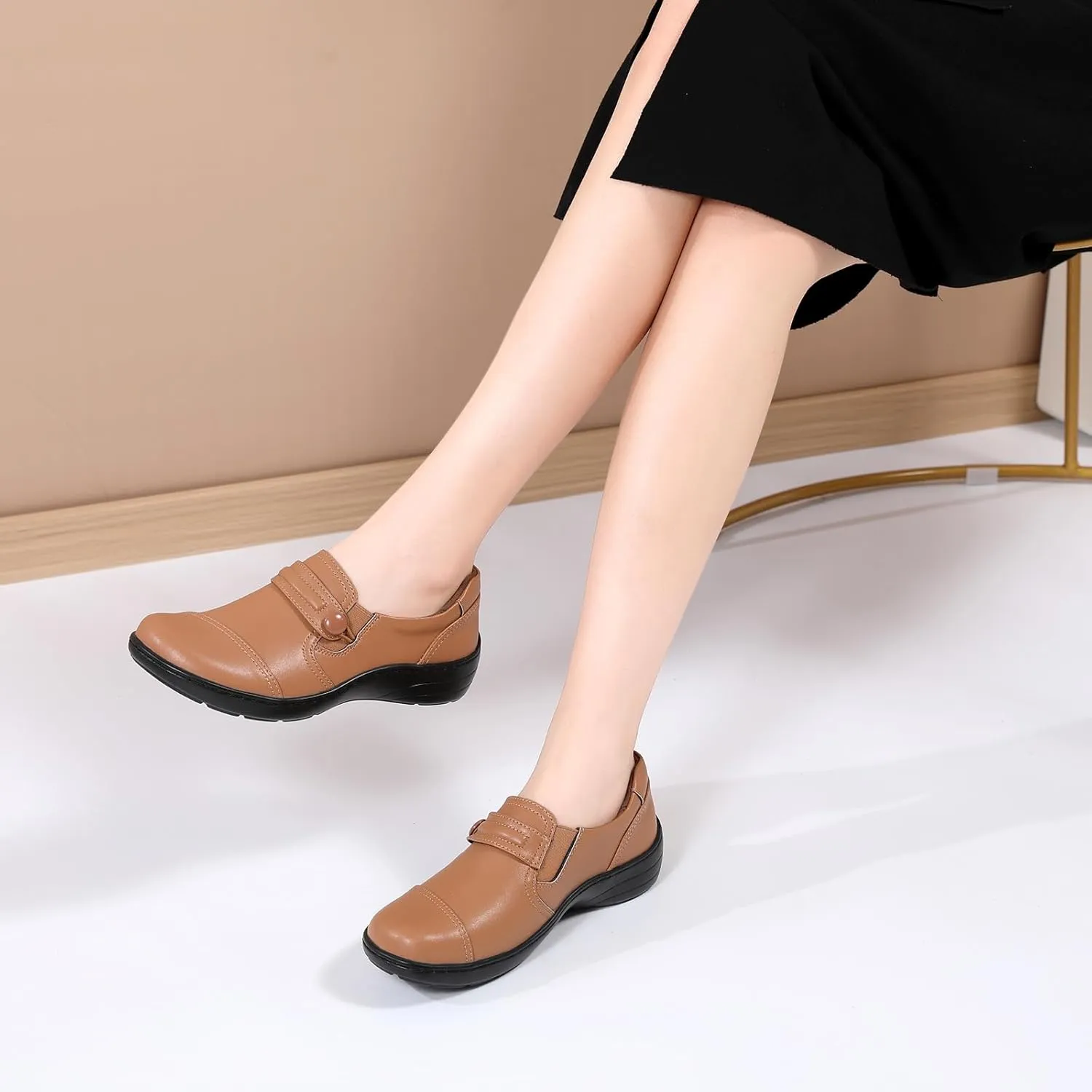 QAE Loafers for Women Orthopedic Loafers for Women Comfortable Women's Flat Slip-Ons Shoes for Dress Work Business Casual
