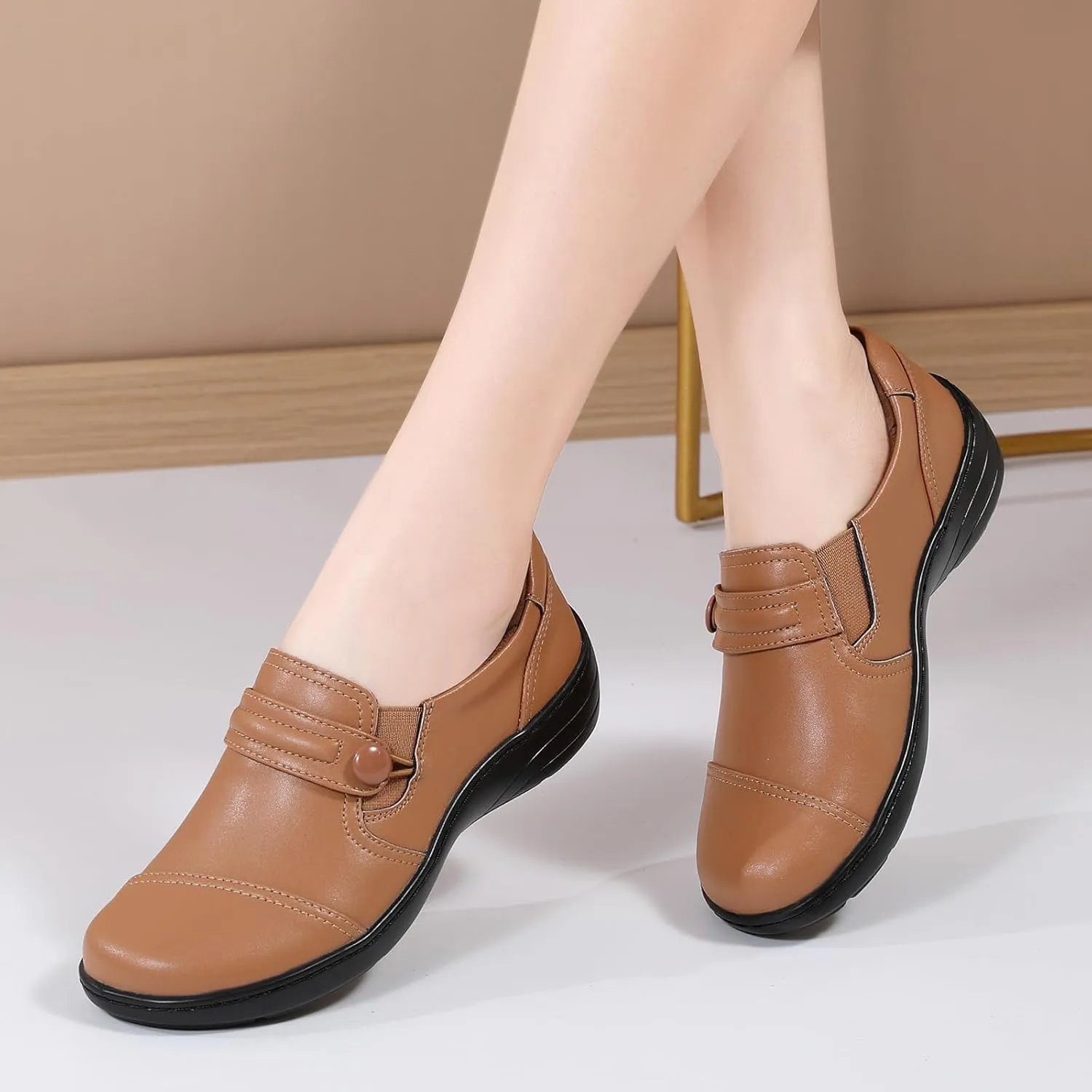 QAE Loafers for Women Orthopedic Loafers for Women Comfortable Women's Flat Slip-Ons Shoes for Dress Work Business Casual
