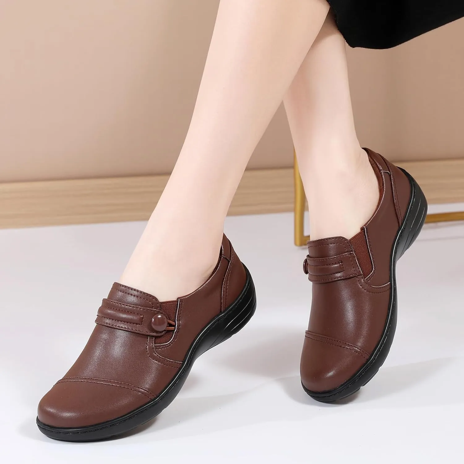 QAE Loafers for Women Orthopedic Loafers for Women Comfortable Women's Flat Slip-Ons Shoes for Dress Work Business Casual