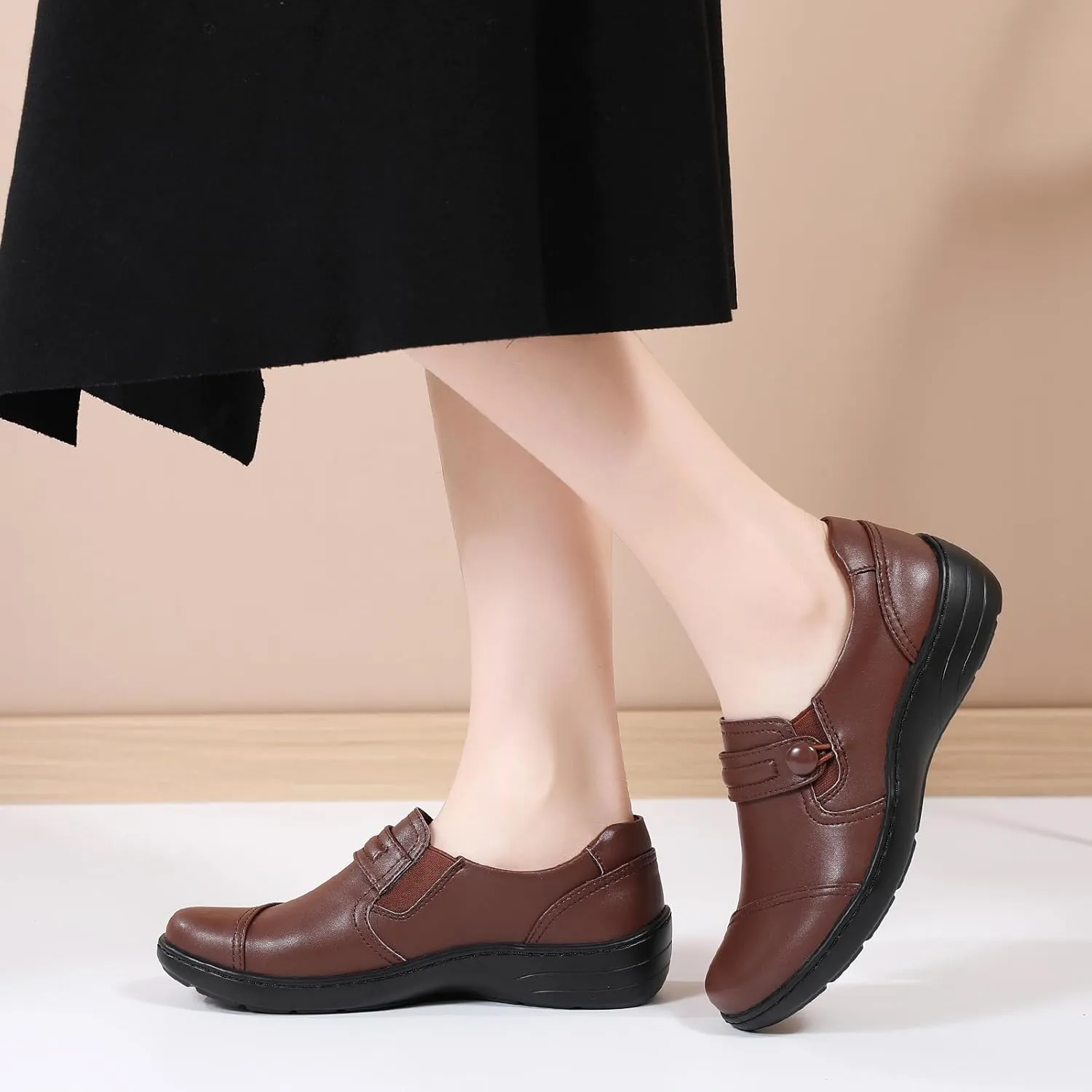 QAE Loafers for Women Orthopedic Loafers for Women Comfortable Women's Flat Slip-Ons Shoes for Dress Work Business Casual