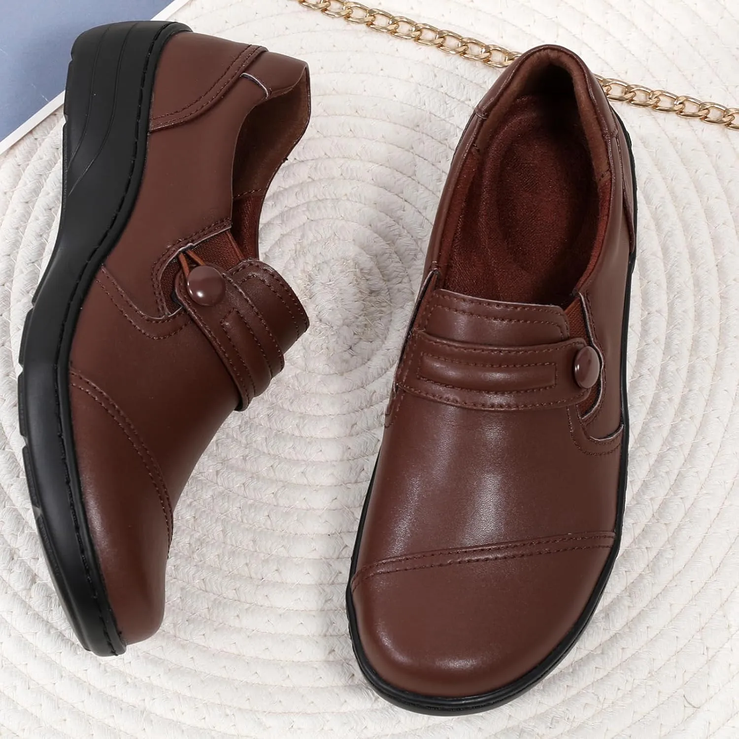 QAE Loafers for Women Orthopedic Loafers for Women Comfortable Women's Flat Slip-Ons Shoes for Dress Work Business Casual