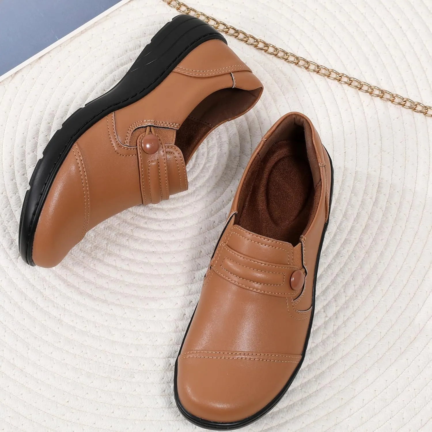 QAE Loafers for Women Orthopedic Loafers for Women Comfortable Women's Flat Slip-Ons Shoes for Dress Work Business Casual