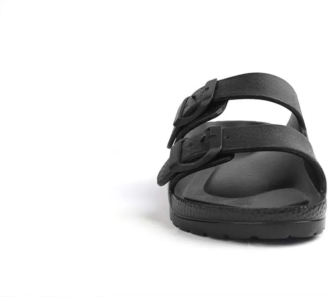 Qtdstz Women's Comfort Slides Double Buckle Adjustable EVA Flat Sandals