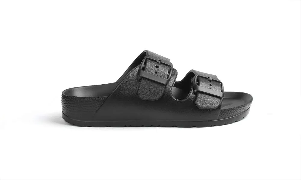 Qtdstz Women's Comfort Slides Double Buckle Adjustable EVA Flat Sandals