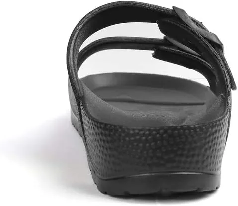 Qtdstz Women's Comfort Slides Double Buckle Adjustable EVA Flat Sandals