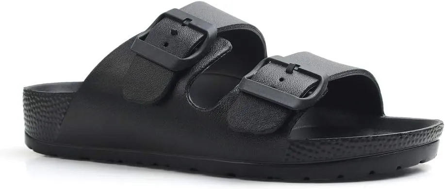 Qtdstz Women's Comfort Slides Double Buckle Adjustable EVA Flat Sandals