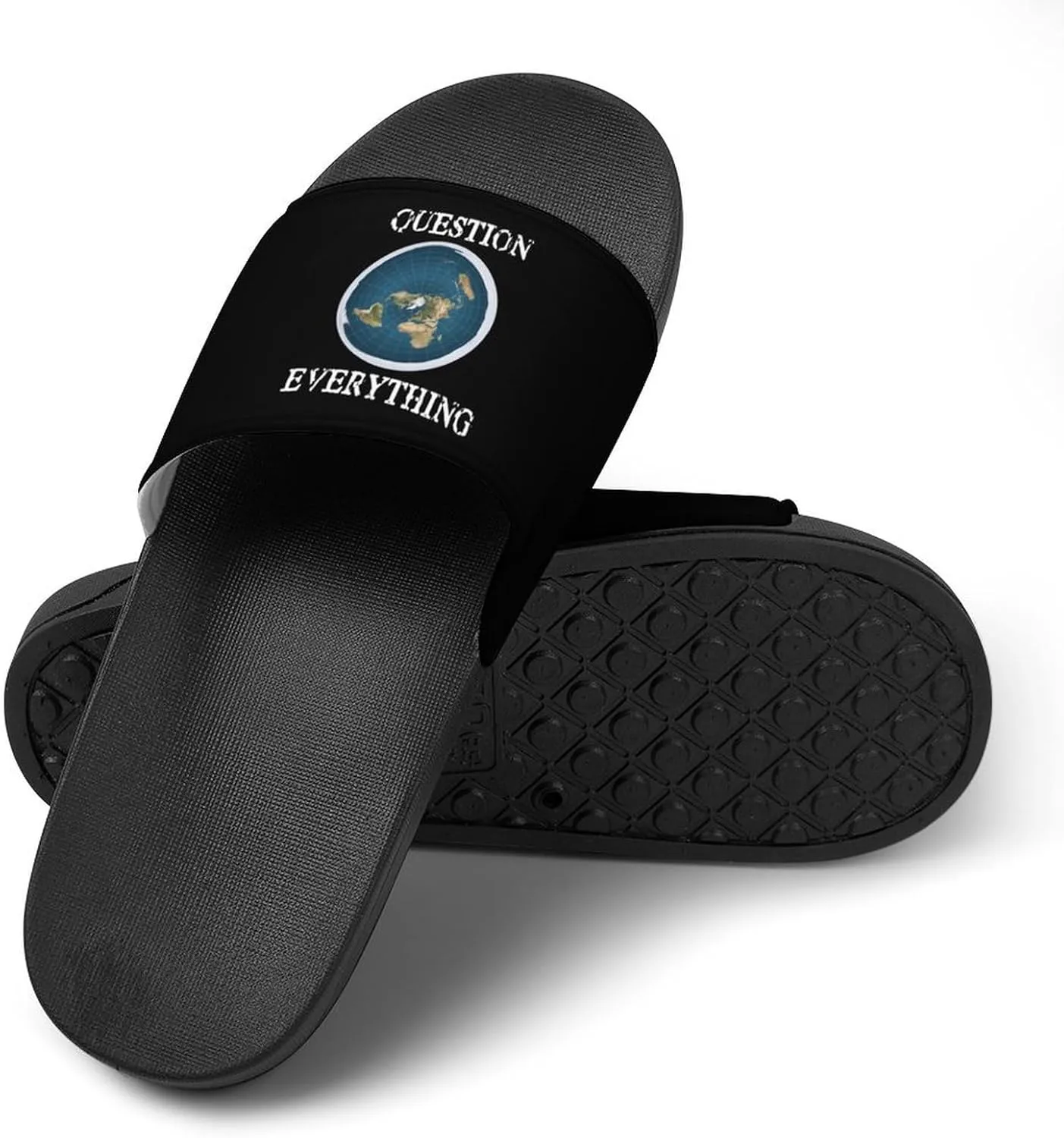Question Everything Flat Earth House Slippers for Women Men Shower Slides Bathroom Sandals
