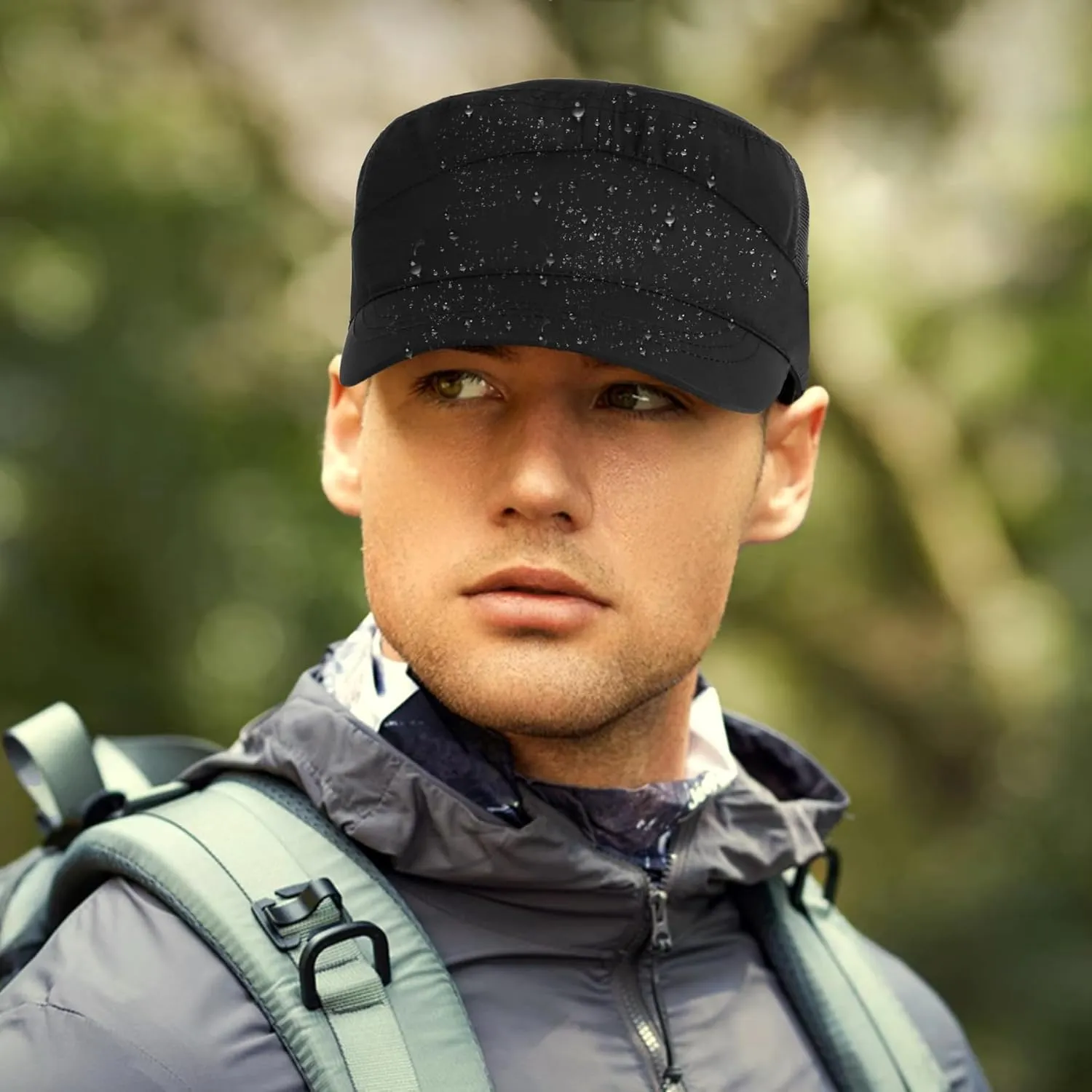 Quick Dry Military Hats for Men - Army Cadet Patrol Cap Short Brim Flat Top Hat Summer Breathable Adjustable