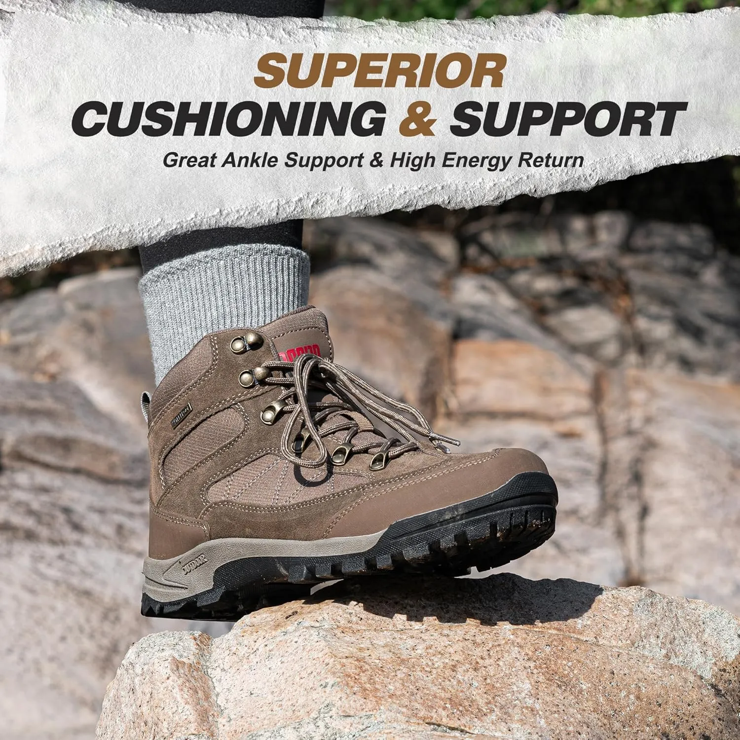 R CORD Hiking Boots Women Waterproof Ankle Support Womens Hiking Boots Backpacking Boots Breathable Non-slip Durable Hiking Boots for Outdoors