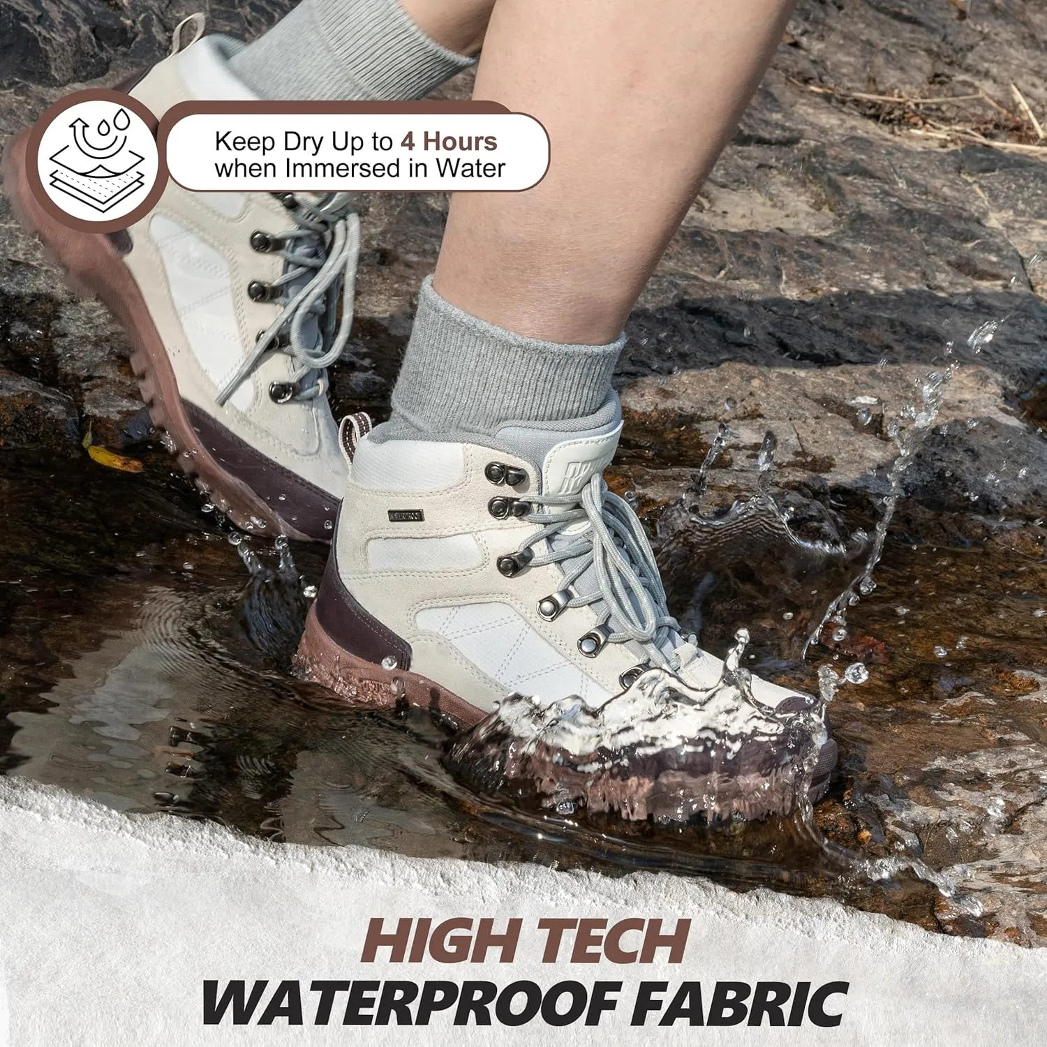 R CORD Womens Hiking Boots Breathable Hiking Boots Womens Waterproof Ankle Support Athletic Outdoor Non-slip Durable Hiking Boot for Outdoors
