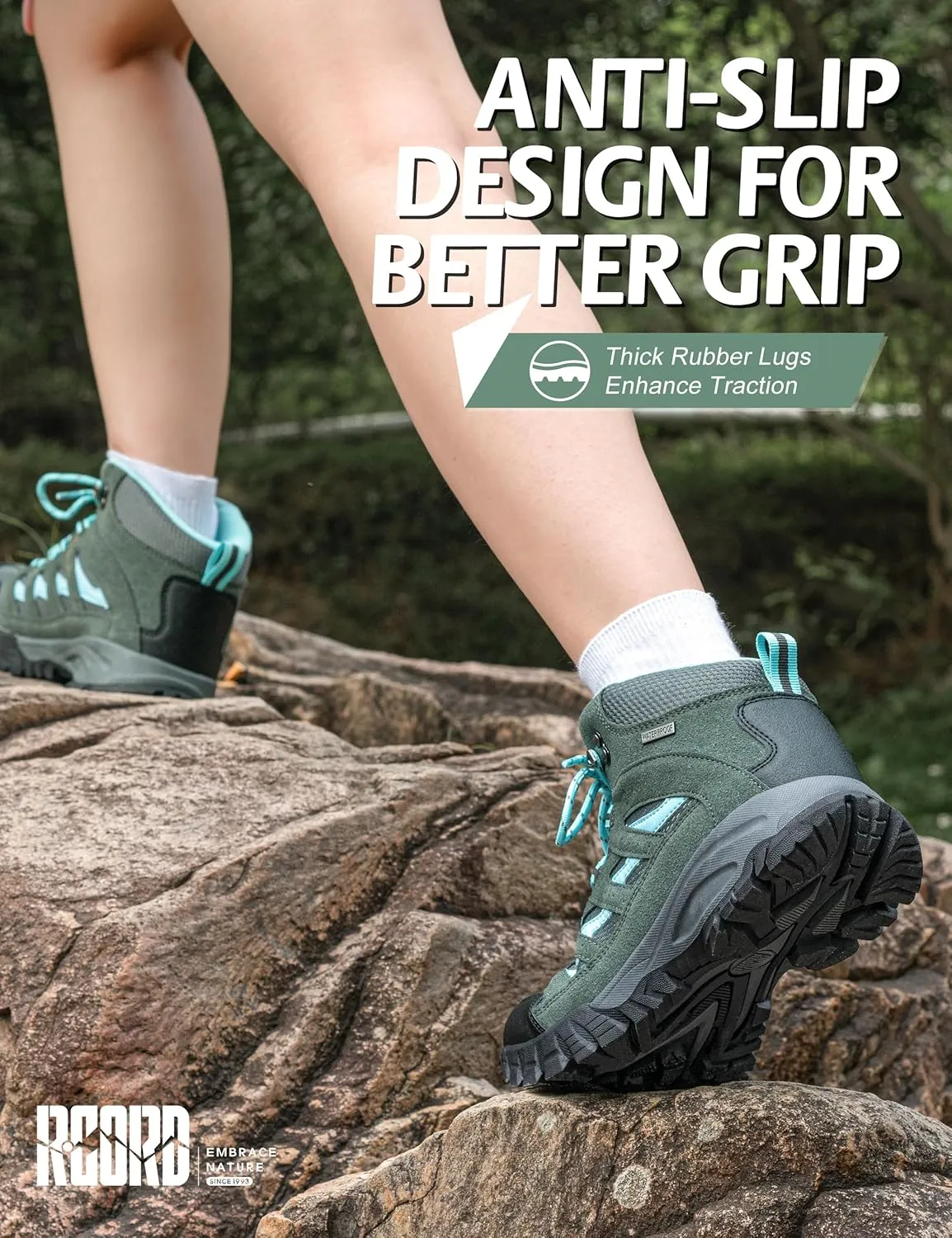 R CORD Womens Hiking Boots Womens Mid Hiking Boots Breathable Outdoor Trekking Boots Backpacking Boots