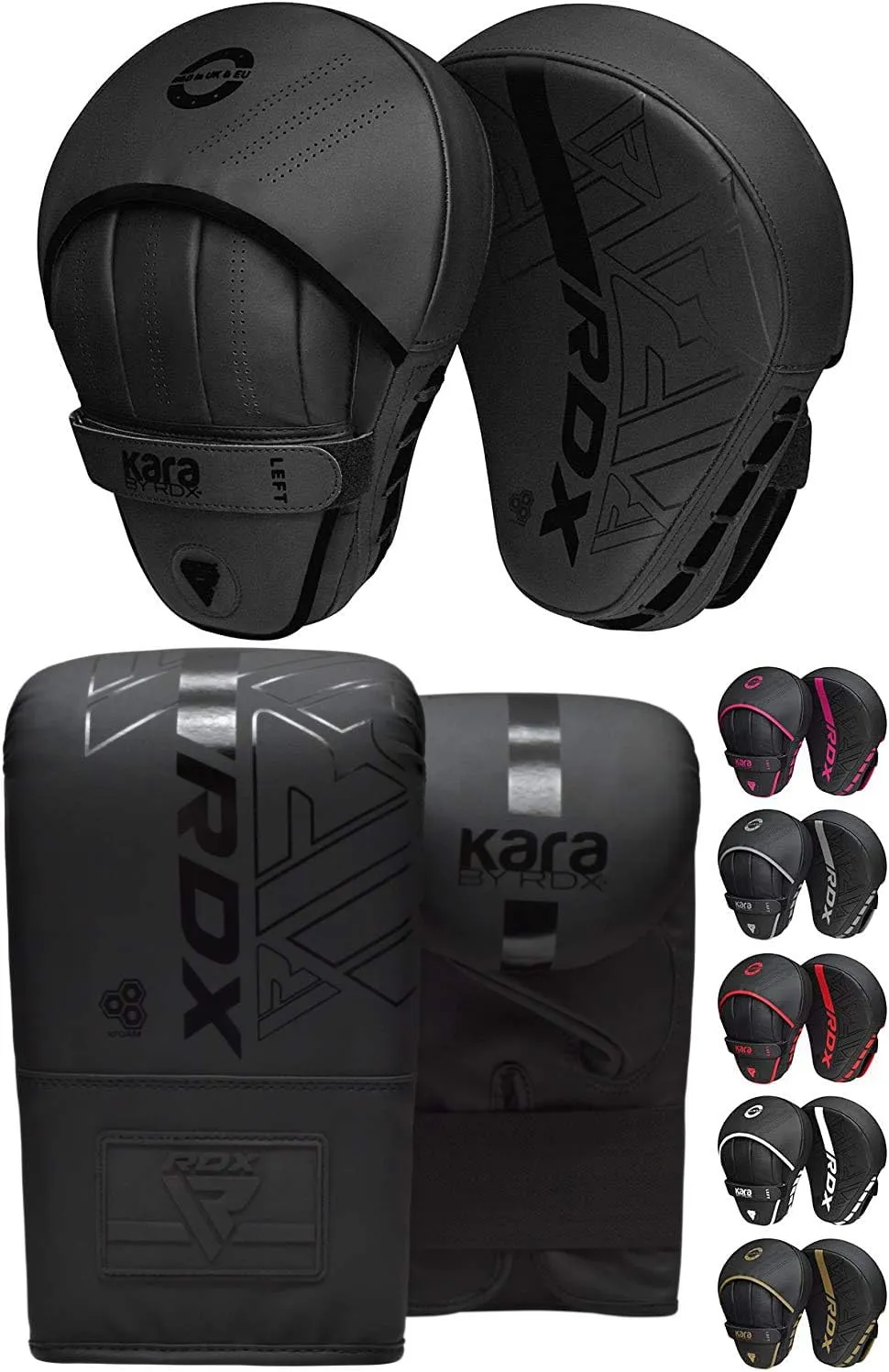 RDX Boxing Pads and Bag Gloves Set, Maya Hide Leather Kara Hook and Jab Training Pads, Curved Focus Mitts for MMA, Muay Thai, Kickboxing Coaching, Martial Arts, Punching Hand Target Strike Shield