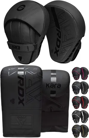 RDX Boxing Pads and Bag Gloves Set, Maya Hide Leather Kara Hook and Jab Training Pads, Curved Focus Mitts for MMA, Muay Thai, Kickboxing Coaching, Martial Arts, Punching Hand Target Strike Shield
