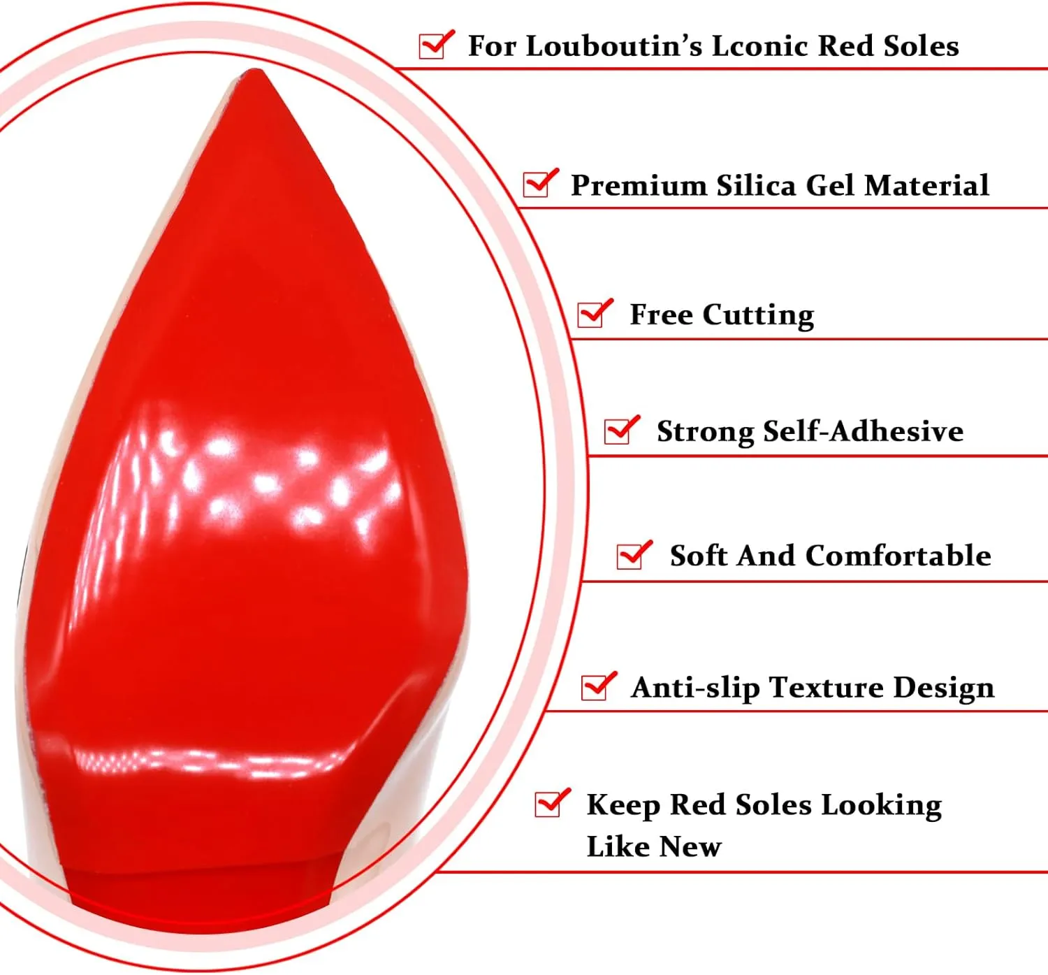 Red Bottom Shoe Protector Compatible with Christian Louboutin Shoes,Self-Adhesive Sole Guard to Protect & Restore Shoe Bottoms,Anti-Slip Replacement for High Heels (6"x4.5",Mirror Face 4Pcs)