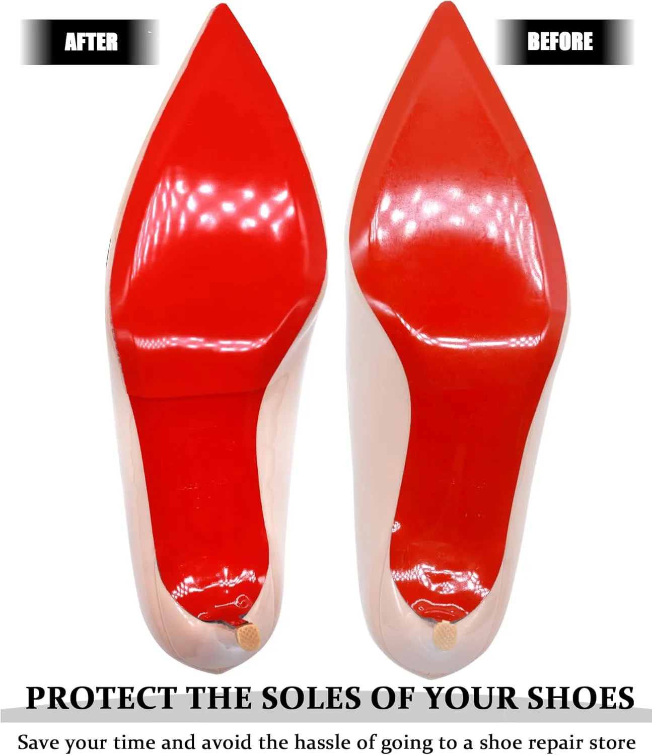 Red Bottom Shoe Protector Compatible with Christian Louboutin Shoes,Self-Adhesive Sole Guard to Protect & Restore Shoe Bottoms,Anti-Slip Replacement for High Heels (6"x4.5",Mirror Face 4Pcs)