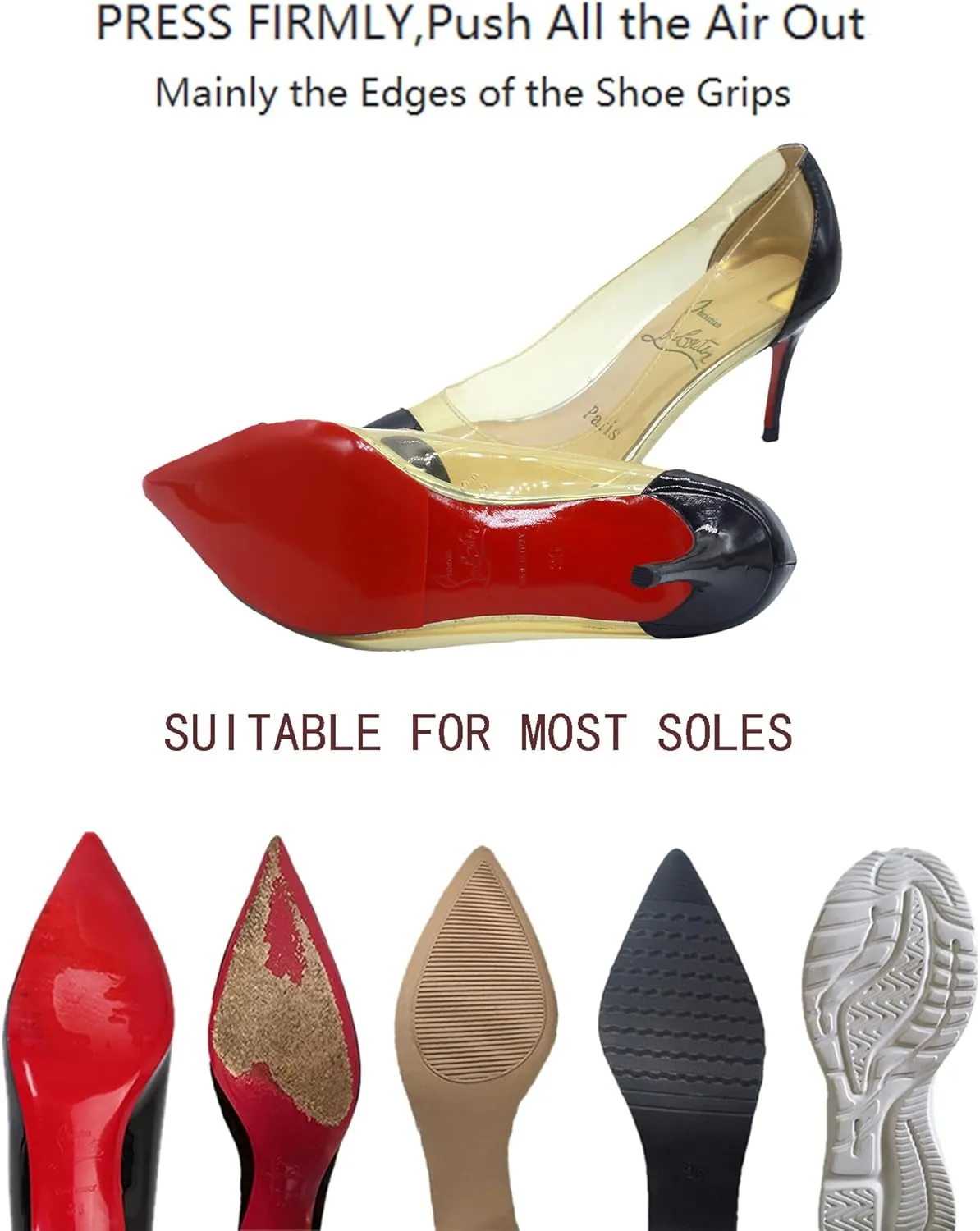 Red Bottom Shoe Protector Compatible with Christian Louboutin Shoes,Self-Adhesive Sole Guard to Protect & Restore Shoe Bottoms,Anti-Slip,Restores & Protects Red Soles(6"x4.5" 6Pcs)