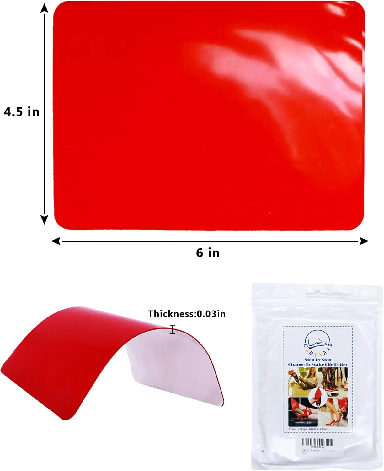 Red Bottom Shoe Protector Compatible with Christian Louboutin Shoes,Self-Adhesive Sole Guard to Protect & Restore Shoe Bottoms,Anti-Slip,Restores & Protects Red Soles(6"x4.5" 6Pcs)