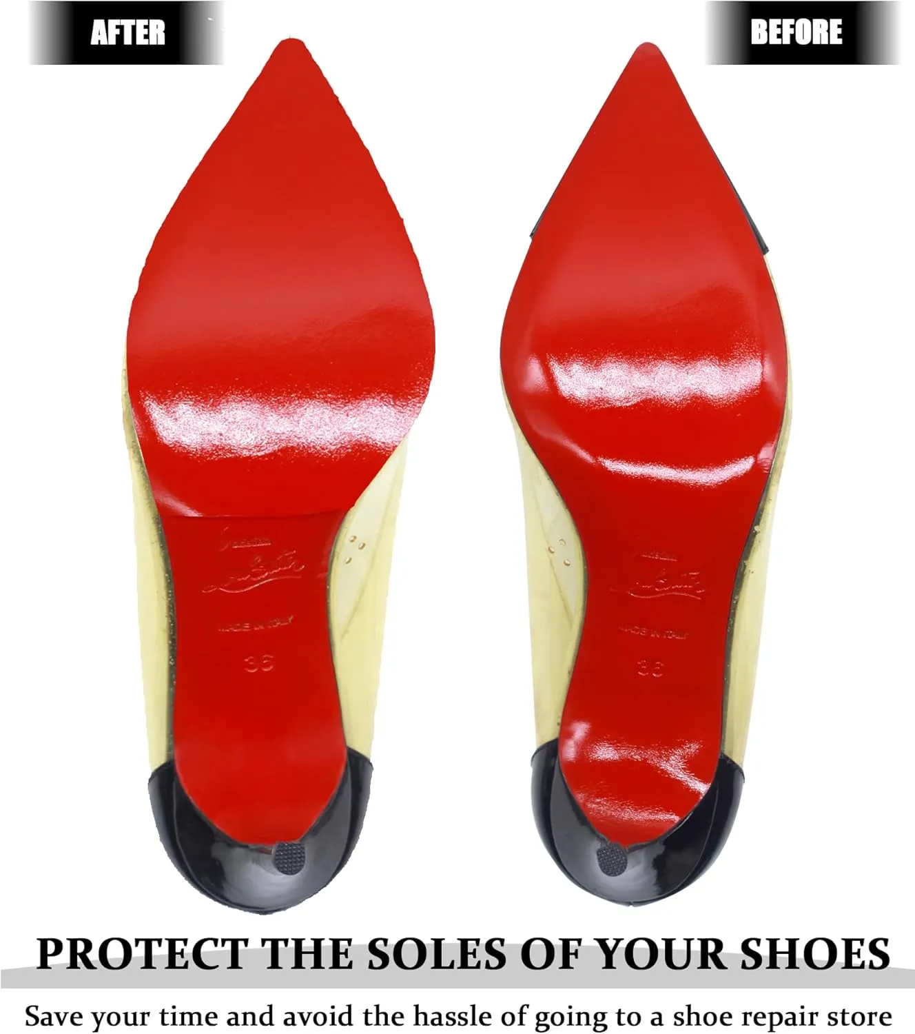 Red Bottom Shoe Protector Compatible with Christian Louboutin Shoes,Self-Adhesive Sole Guard to Protect & Restore Shoe Bottoms,Anti-Slip,Restores & Protects Red Soles(6"x4.5" 6Pcs)
