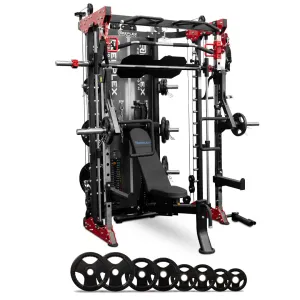 Reeplex CBT-PN Multi Station Gym   FID Bench   100kg Olympic Weights   Olympic Barbell   Jammer Arms   Leg press