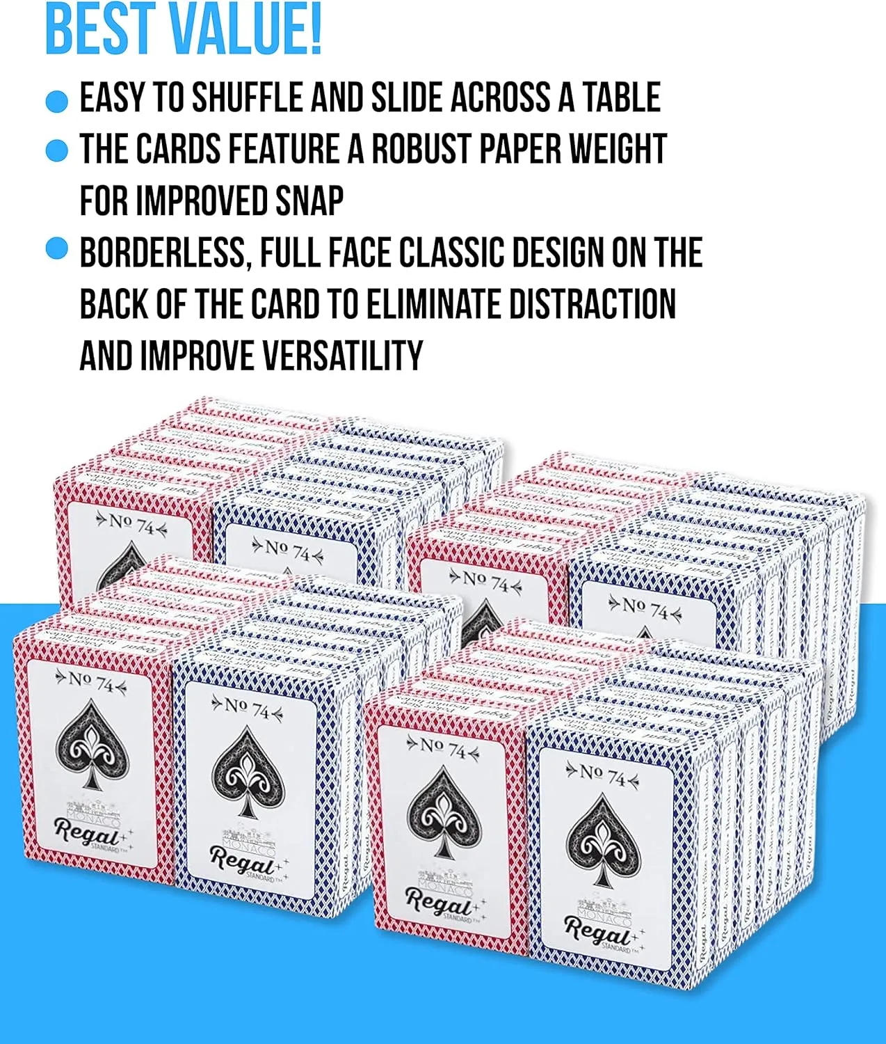 Regal Games - Bulk Playing Cards Set for Adults & Professionals - 48 Standard Decks, Large Print Deck of Cards - Blackjack, Euchre, Canasta, Poker Cards - Fun & Travel Playing Cards