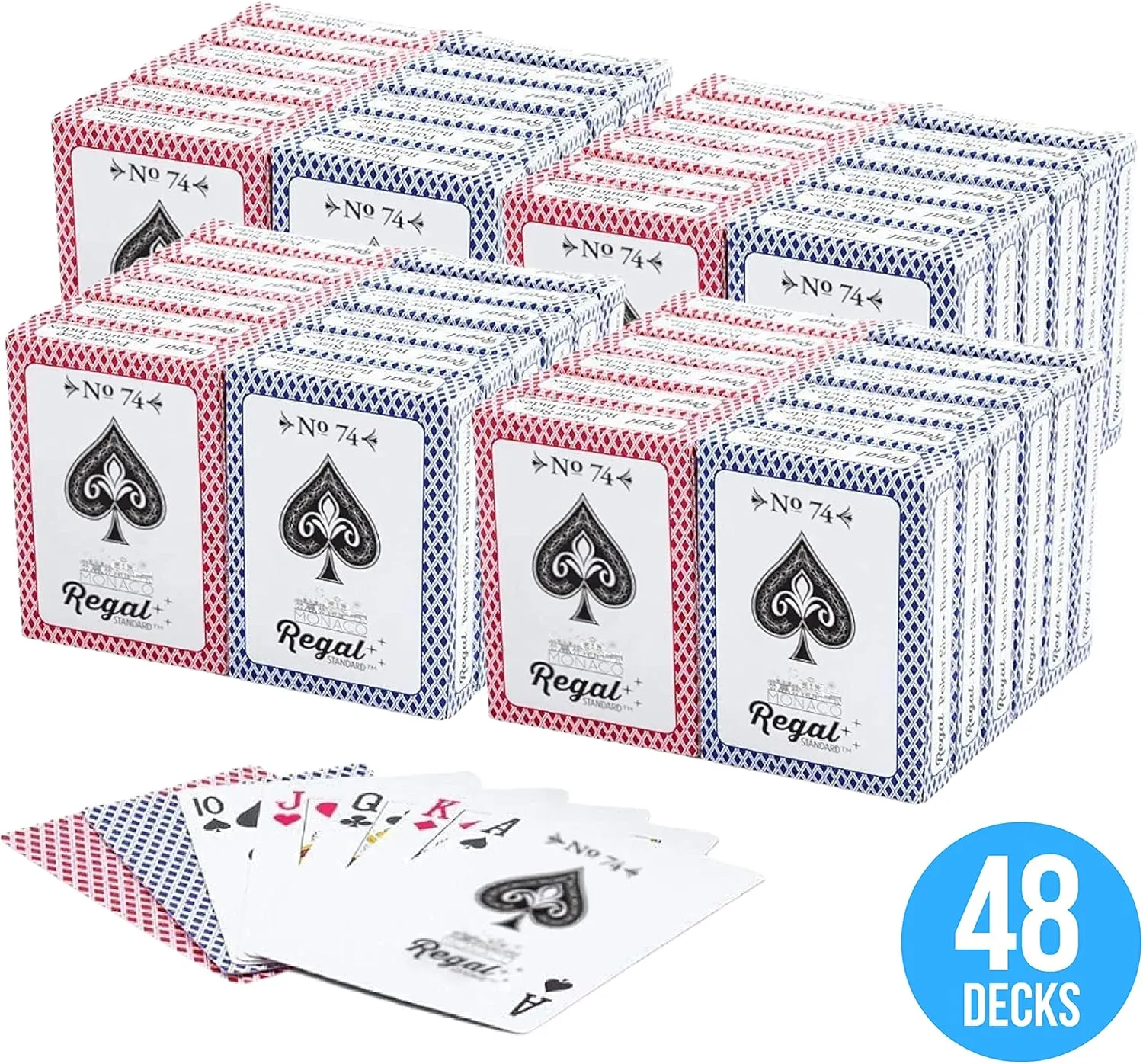Regal Games - Bulk Playing Cards Set for Adults & Professionals - 48 Standard Decks, Large Print Deck of Cards - Blackjack, Euchre, Canasta, Poker Cards - Fun & Travel Playing Cards