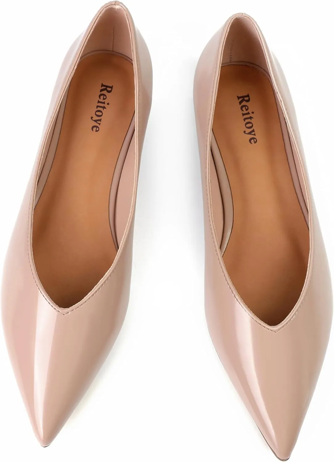 Reitoye Flats for Womens Closed Pointed Toe Ballet Flat Comfortable Dressy Work Slip On Casual Shoes Womens Flats