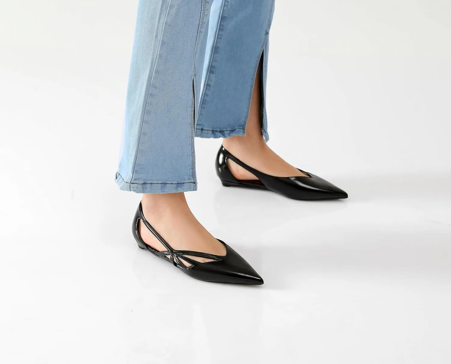 Reitoye Flats for Womens Closed Pointed Toe Ballet Flat Comfortable Dressy Work Slip On Casual Shoes Womens Flats