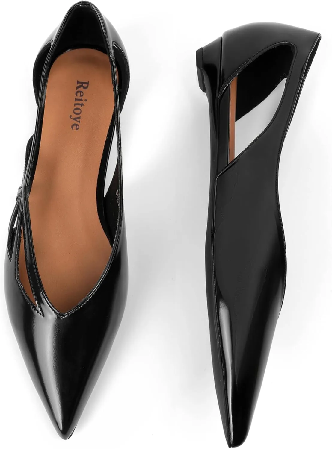 Reitoye Flats for Womens Closed Pointed Toe Ballet Flat Comfortable Dressy Work Slip On Casual Shoes Womens Flats