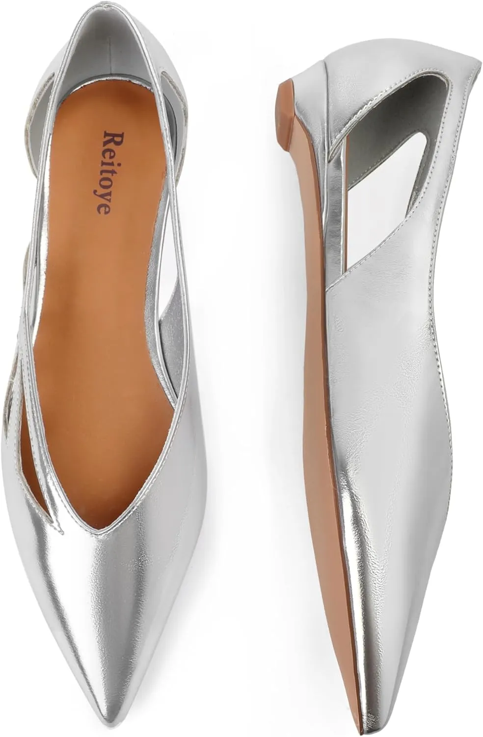 Reitoye Flats for Womens Closed Pointed Toe Ballet Flat Comfortable Dressy Work Slip On Casual Shoes Womens Flats