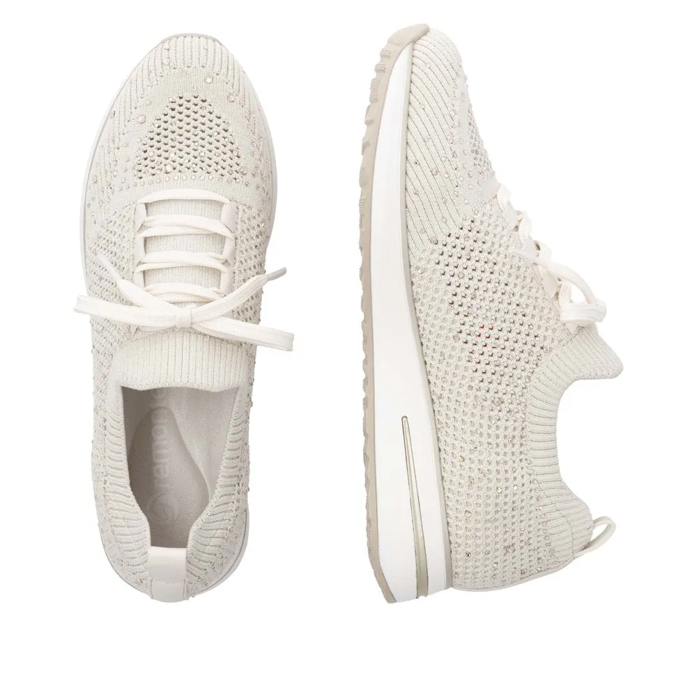 REMONTE - D1G12-60 MOC-LACE SLIP-ON SHOE - CREAM FABRIC