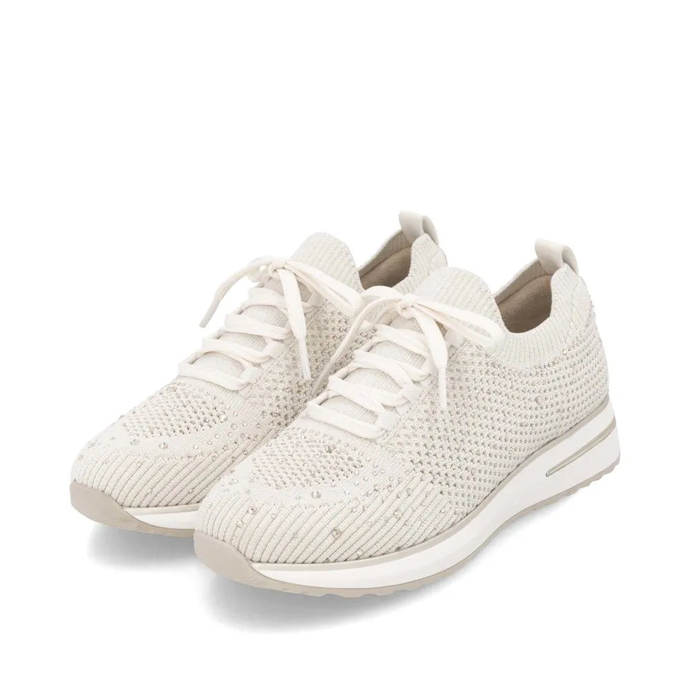 REMONTE - D1G12-60 MOC-LACE SLIP-ON SHOE - CREAM FABRIC