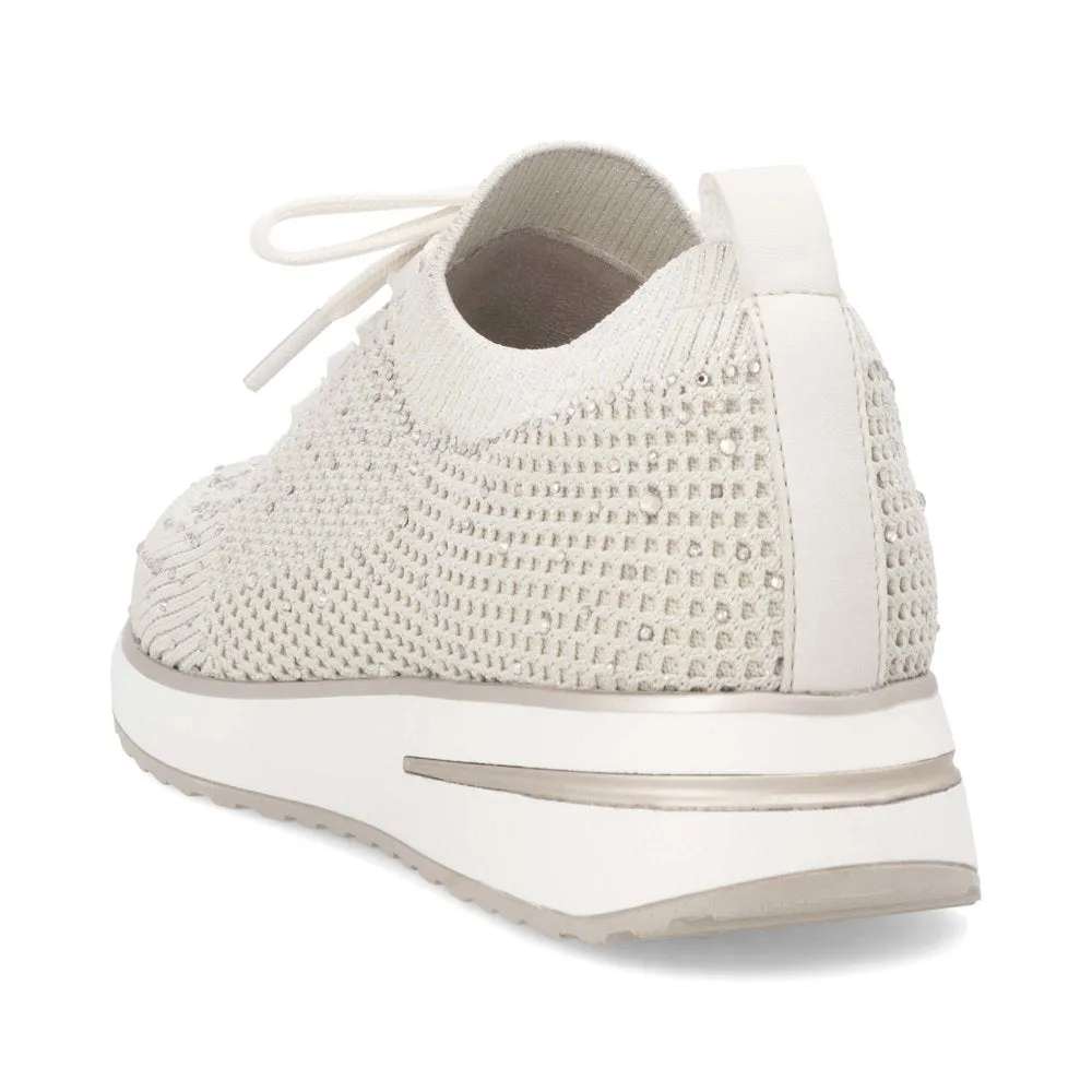 REMONTE - D1G12-60 MOC-LACE SLIP-ON SHOE - CREAM FABRIC